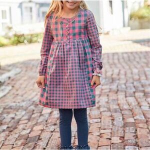 Matilda Jane Kids Pink Green Moments With You Plaid To See You Dress Size 4